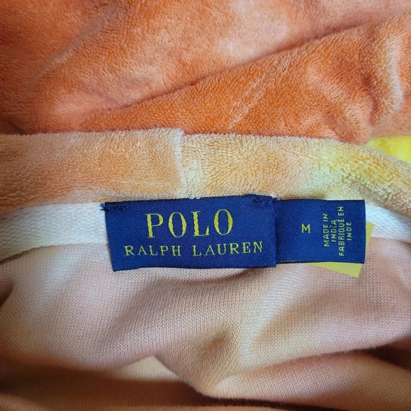 Rare Authentic Polo Ralph Lauren Tie-Dye Rainbow Cropped Hoodie sz M - Picture 4 of 11
